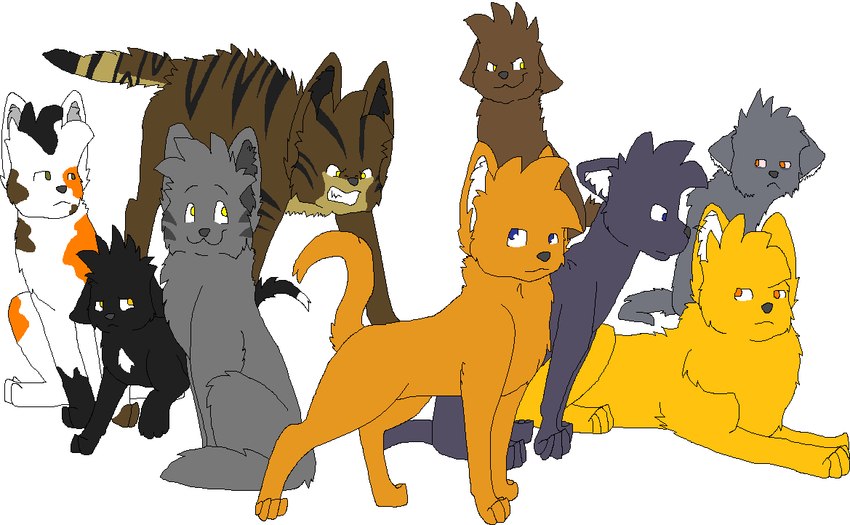 ambiguous_gender angry black_body black_fur black_inner_ear_fluff blue_eyes brown_body brown_fur clenched_teeth digitigrade ears_down eyebrows feral fur green_eyes grey_inner_ear_fluff grey_nose group head_tuft inner_ear_fluff orange_body orange_eyes orange_fur paws pivoted_ears simple_background sitting smile standing striped_body striped_fur stripes tail tan_body tan_fur teeth tuft white_background white_body white_fur white_inner_ear_fluff yellow_body yellow_eyes yellow_fur sebdoggo warriors_(book_series) bluestar_(warriors) brokenstar_(warriors) firestar_(warriors) graystripe_(warriors) lionheart_(warriors) ravenpaw_(warriors) spottedleaf_(warriors) tigerstar_(the_prophecies_begin) yellowfang_(warriors) calico_cat domestic_cat felid feline felis mammal tabby_cat 2008 aliasing digital_drawing_(artwork) digital_media_(artwork) flat_colors microsoft_paint_(artwork) female_(lore) male_(lore)