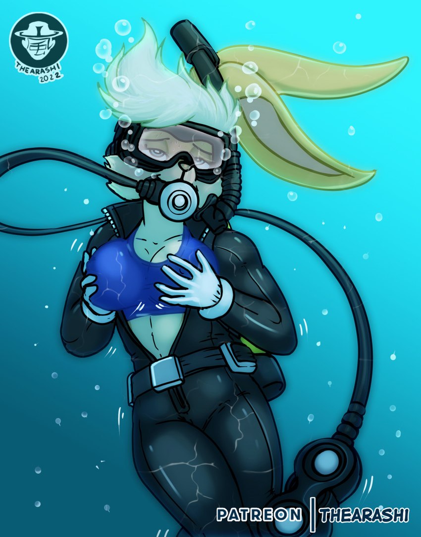 air_tank anthro belt bikini bikini_top blue_eyes breast_fondling breast_play breast_squish breasts bubble clothing diving_mask female floating fondling hand_on_breast looking_at_viewer mask scuba scuba_gear scuba_suit scuba_tank snorkel solo squish swimwear two-piece_swimsuit underwater unzipped unzipped_wetsuit water wetsuit zipper zipper_down thearashi looney_tunes space_jam warner_brothers lola_bunny lagomorph leporid mammal rabbit hi_res