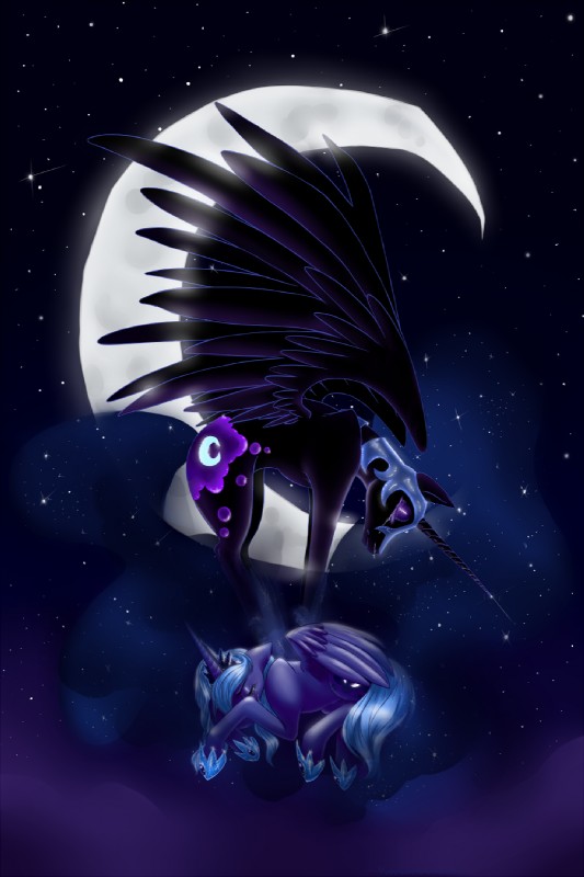 nightmare moon and princess luna (friendship is magic and etc) created by purplepennie