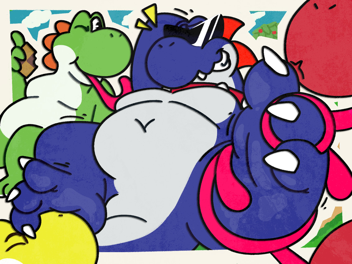 3_toes anthro armpit_fetish armpit_lick armpit_play belly blue_body claws featureless_chest feet foot_fetish foot_lick foot_play foot_sniffing green_body group licking long_tongue male multicolored_body navel overweight overweight_anthro overweight_male pecs red_body smile sniffing soles teeth tickle_fetish tickling tickling_armpits tickling_feet toe_claws toes tongue wearing_sunglasses white_body winking_at_another yellow_body patugh mario_bros mythology nintendo super_mario_rpg_(2023) super_mario_rpg_legend_of_the_seven_stars boshi yoshi_(character) blue_yoshi dinosaur dragon green_yoshi mythological_creature mythological_scalie prehistoric_species reptile scalie yoshi 4:3 hi_res