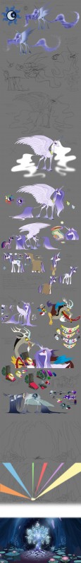 corruption cutie_mark feathered_wings feathers female group horn sparkles tree_of_harmony wings grievousfan friendship_is_magic hasbro my_little_pony mythology discord_(mlp) fan_character harmony_(mlp) twilight_sparkle_(mlp) equid equine mammal mythological_creature mythological_equine winged_unicorn 2016 absurd_res hi_res long_image story story_in_description tall_image