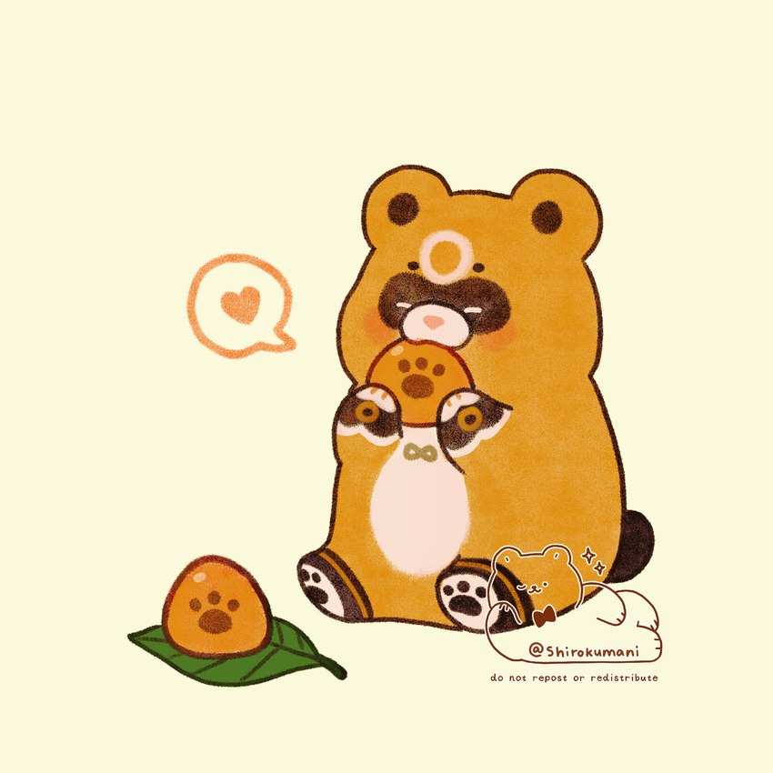 anthro brown_body brown_fur chibi eating eyes_closed food fur leaf paws slightly_chubby solo shirokumani genshin_impact mihoyo guoba_(genshin_impact) bear mammal 1:1 2021 hi_res