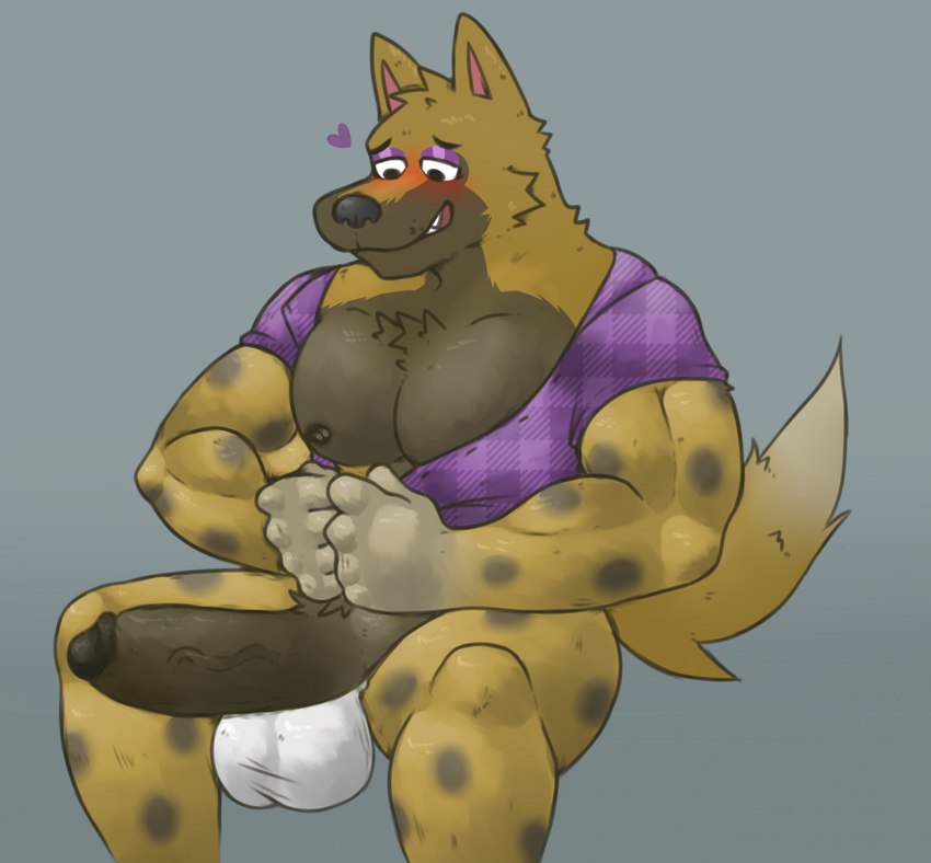 5_fingers anthro balls_in_underwear balls_outline biceps big_bulge big_penis brown_body brown_fur bulge chest_tuft circumcised clothed clothing detailed_bulge erection fingers fur genital_outline genitals heart_symbol looking_at_genitalia looking_at_own_penis looking_at_penis looking_at_self looking_down male muscular muscular_anthro muscular_male nipples open_clothing open_shirt open_topwear pattern_clothing pattern_shirt pattern_topwear pecs penis plaid plaid_clothing plaid_shirt plaid_topwear pubes shirt simple_background sitting smile solo spots teeth toothy_grin topwear tuft underwear vein veiny_penis fleshformomo animal_crossing nintendo kyle_(animal_crossing) canid canine canis mammal wolf