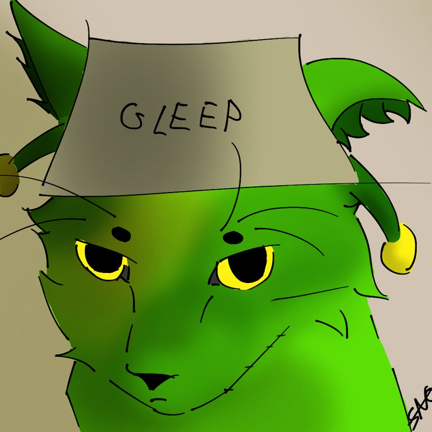 ambiguous_gender feral fur green_body green_fur looking_at_viewer solo text yellow_eyes savo regretevator gnarpy alien felid feline felis gnarpian mammal 1:1 english_text shaded signature