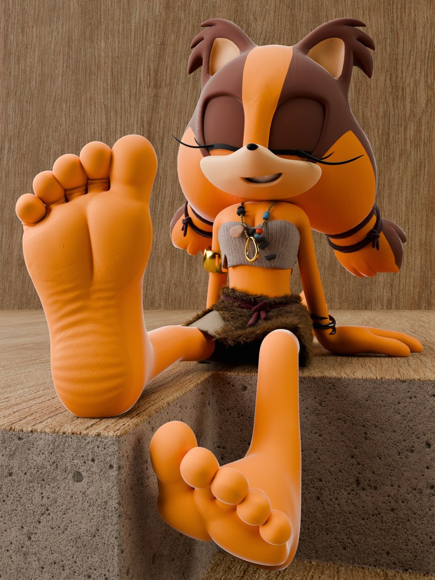 5_toes anthro barefoot biped clothing eyes_closed feet female foot_focus humanoid_feet plantigrade sitting smile soles solo toes feetymcfoot sega sonic_boom sonic_the_hedgehog_(series) sticks_the_jungle_badger badger mammal mustelid musteline 3:4 3d_(artwork) absurd_res digital_media_(artwork) hi_res