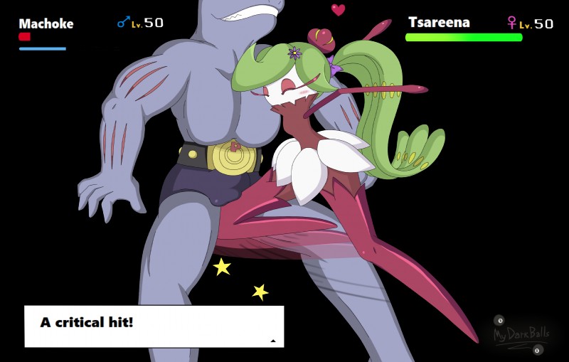 arms_bent ballbusting bent_legs cock_and_ball_torture duo eyes_closed female fight gameplay_mechanics genital_torture gui happy health_bar humor kicking_balls knee_strike male nutshot ouch pain text violence wide_eyed nintendo pokemon generation_1_pokemon generation_7_pokemon humanoid machoke pokemon_(species) tsareena alpha_channel hi_res