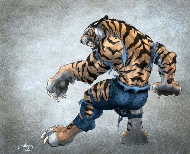 abs anthro back_muscles biceps claws clothed clothing fangs fur grey_background male muscular muscular_anthro muscular_male simple_background solo standing stripes teeth toe_claws topless torn_clothing transformation triceps blacktigerr felid mammal pantherine tiger werecreature werefelid werepantherine weretiger