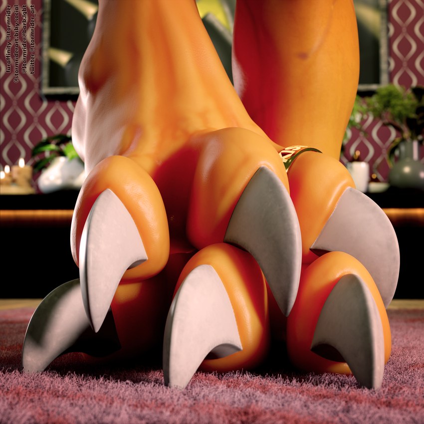 3_toes claws close-up digit_ring feet foot_fetish foot_focus jewelry male paws ring solo toe_claws toe_ring toes stormrider bandai_namco digimon digimon_(species) humanoid wargreymon 1:1 3d_(artwork) absurd_res blender_(artwork) digital_media_(artwork) hi_res