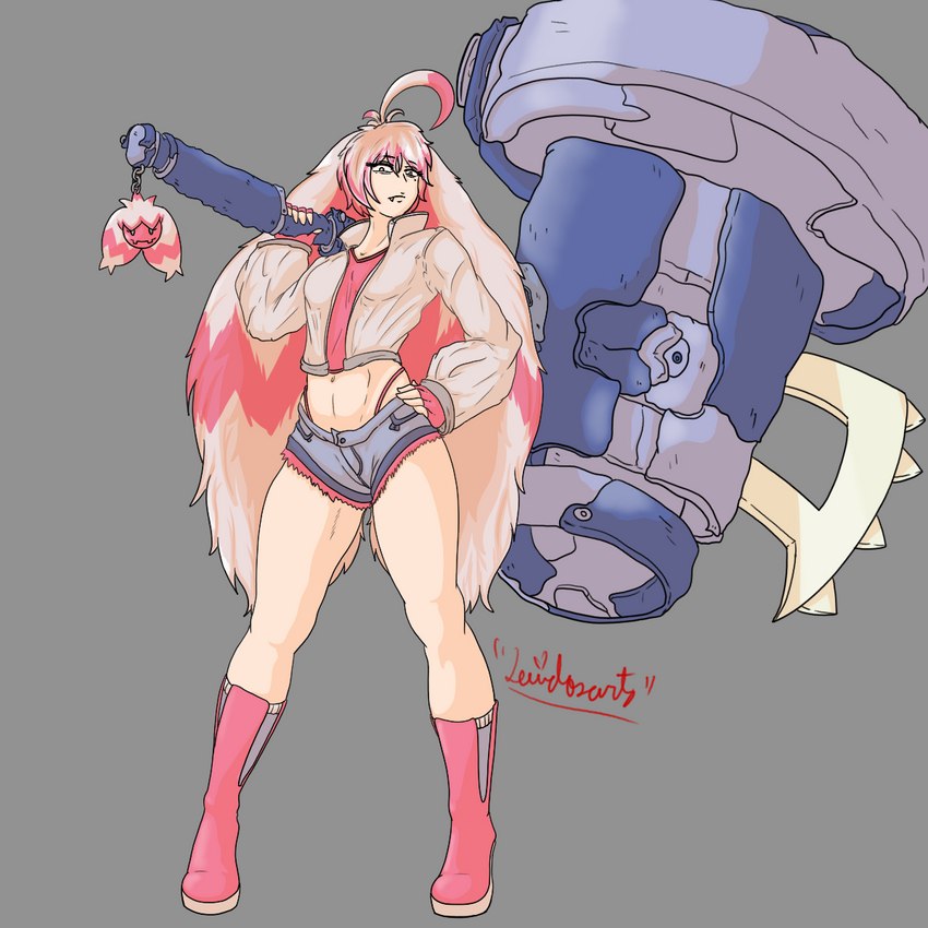 alternative_fashion amekaji female giant_hammer gijinkafied gyaru human_only j-fashion not_furry solo levidos nintendo pokemon generation_9_pokemon human mammal pokemon_(species) tinkaton 1:1 hi_res