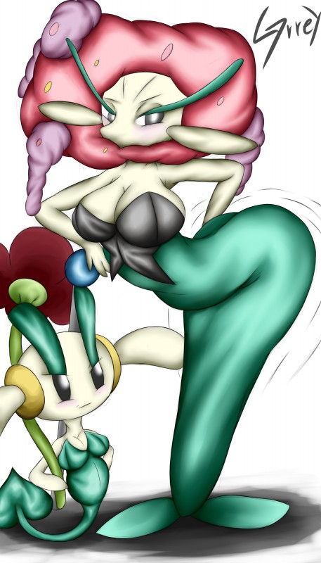 anthro breasts butt female greey nintendo pokemon floette florges generation_6_pokemon pokemon_(species) red_flower_floette red_flower_florges 2017 4:7 absurd_res hi_res