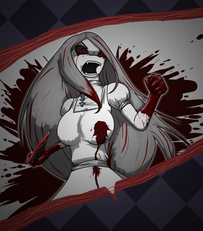 blood bodily_fluids female gore hair hysteria knife long_hair solo vorpal_blade weapon unknown_artist alice:_madness_returns hi_res