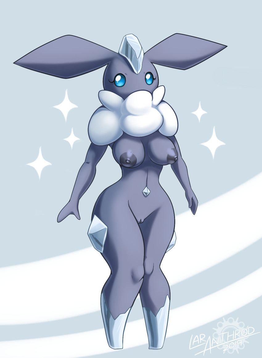 anthro belly_gem big_ears blue_eyes breasts eyelashes female gem genitals glistening glistening_body grey_body looking_at_viewer navel nipples pokemorph pussy solo standing wide_hips latiar nintendo pokemon carbink elemental_creature gem_creature generation_6_pokemon mineral_fauna pokemon_(species) diamond_(disambiguation) 2019 digital_media_(artwork) hi_res