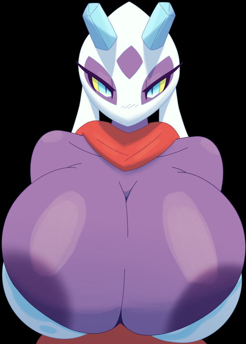 anthro anthrofied areola areola_slip big_areola big_breasts blue_eyes breasts cleavage clothed clothing female huge_areola huge_breasts looking_at_viewer pokemorph purple_areola solo dullyarts nintendo pokemon hedi_(echovalia) froslass generation_4_pokemon humanoid pokemon_(species) spirit alpha_channel digital_media_(artwork) hi_res