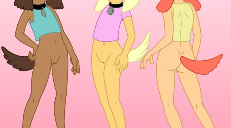 anthro bottomless butt clothed clothing female genitals group innie_pussy pussy simple_background tail thin_calves thin_legs thin_thighs jk third-party_edit brandy_and_mr._whiskers disney brandy_harrington sandy_carington tiffany_turlington canid canine canis domestic_dog mammal hi_res