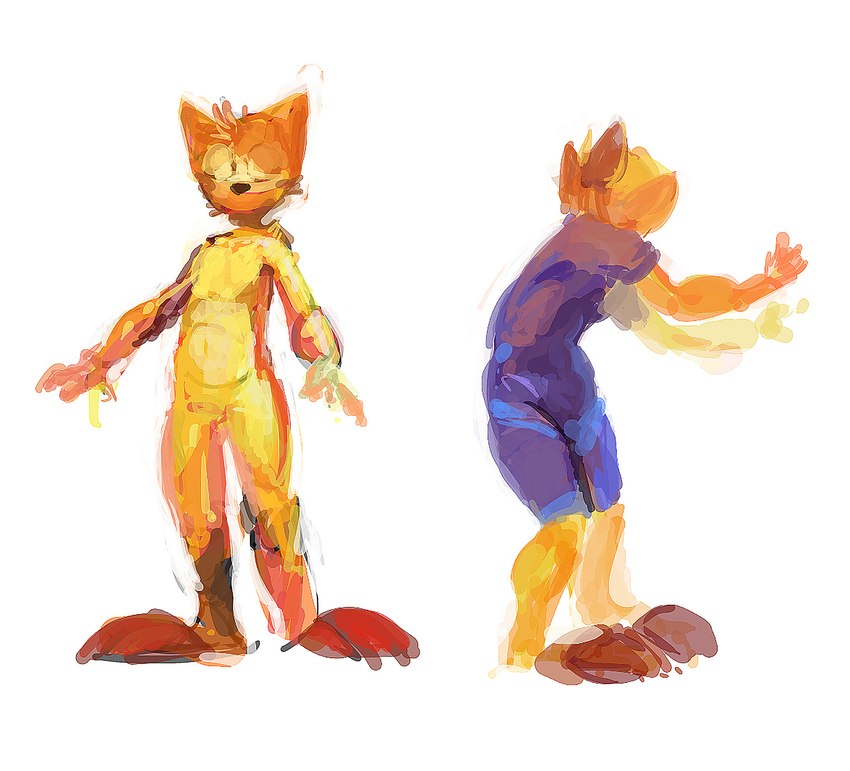 anthro clothed clothing eyes_closed featureless_crotch fur head_tuft male nude orange_body orange_ears orange_fur solo standing tuft oselotti oselotti_(character) domestic_cat felid feline felis mammal 2016 hi_res