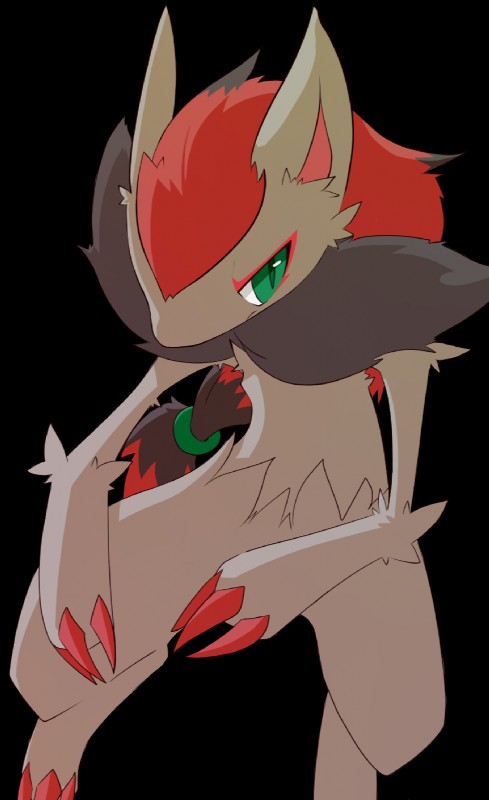 action_pose ambiguous_gender arm_tuft chest_tuft claws digitigrade fluffy fluffy_chest hair high-angle_view paws pose pupils shoulder_tuft slit_pupils solo standing tuft shin_(artist) nintendo pokemon generation_5_pokemon pokemon_(species) zoroark alpha_channel hi_res