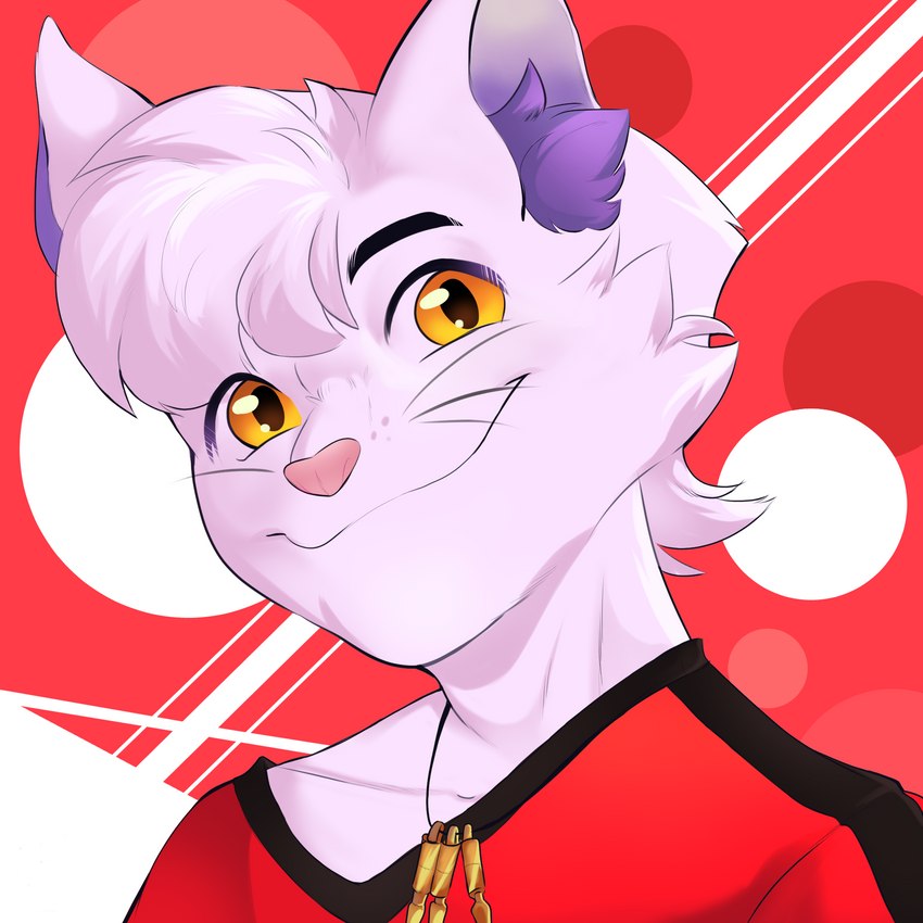 anthro fur inner_ear_fluff looking_at_viewer male pink_nose smile smiling_at_viewer solo tuft whiskers white_body white_fur yellow_eyes mrzetudo mr._zetudo domestic_cat felid feline felis mammal 1:1 hi_res icon