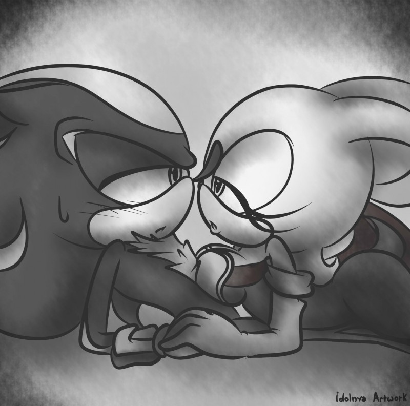 anthro big_breasts black_nose blush bodily_fluids breasts clothing duo eye_contact female gloves handwear looking_at_another lying male male/female sweat idolnya kreeppykat sega sonic_the_hedgehog_(series) rouge_the_bat shadow_the_hedgehog bat eulipotyphlan hedgehog mammal 2018 absurd_res hi_res signature