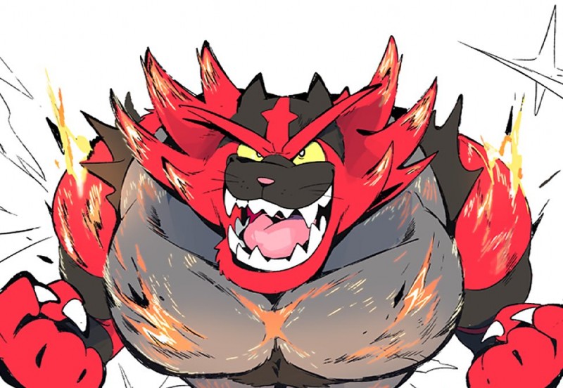 anthro black_body black_fur chest_tuft claws fur male muscular muscular_anthro muscular_male pecs red_body red_fur solo teeth tuft super-tuler nintendo pokemon felid generation_7_pokemon incineroar mammal pokemon_(species) 2018