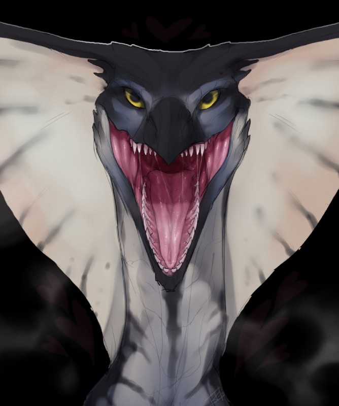 ambiguous_gender bodily_fluids fangs looking_at_viewer mouth_shot open_mouth saliva saliva_string solo teeth tongue yellow_eyes nevolsky capcom monster_hunter flying_wyvern legiana 2019 hi_res