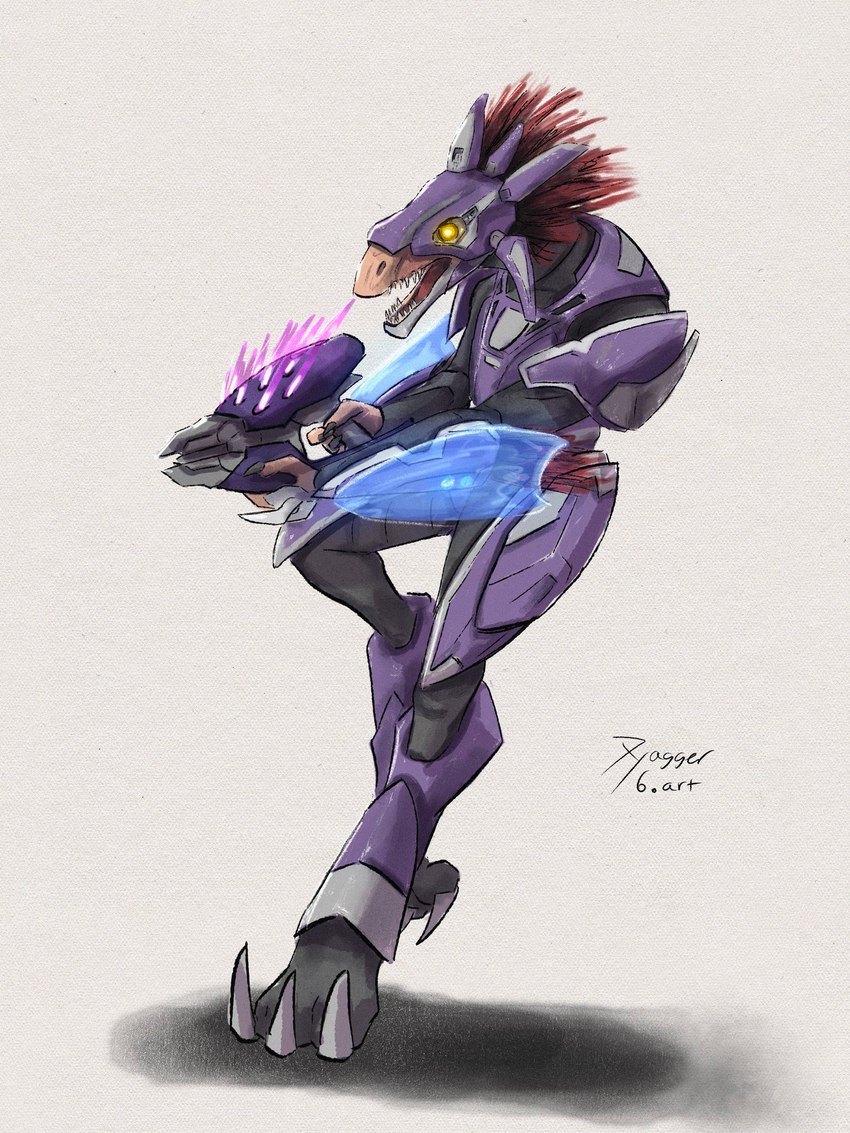 3_fingers 3_toes action_pose anthro arm_guards arm_tuft armguard armguards armor buckler claws cuisse digitigrade energy_shield energy_weapon fangs feather_hair feather_tuft feathered_crest feathers feet female finger_claws fingers glowing glowing_eyes gun head_crest headgear helmet holding_gun holding_object holding_ranged_weapon holding_weapon needler pose pseudo_hair purple_armor ranged_weapon red_body red_feathers shield simple_background solo spaulder standing tan_body tan_skin teeth toes tuft weapon yellow_eyes akilae06 halo_(series) microsoft xbox_game_studios alien kig-yar ruuhtian_(kig-yar) scalie 3:4 colored hi_res shaded