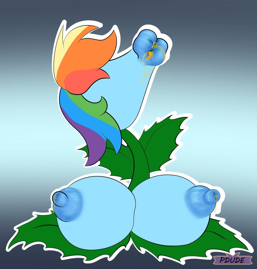 alternate_species bodily_fluids eyeless female lactating lactating_sap nectar nude plant plant_transformation sap solo transformation unusual_bodily_fluids unusual_lactation pdude friendship_is_magic hasbro my_little_pony rainbow_dash_(mlp) elemental_creature flora_fauna fuckplant hi_res