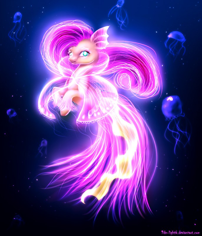 abstract_background alternate_species blue_eyes bubble clothing female feral fur glowing glowing_eyes hair long_hair looking_at_viewer pink_hair solo underwater water yellow_body yellow_fur 9de-light6 european_mythology friendship_is_magic greek_mythology hasbro my_little_pony mythology fluttershy_(mlp) ambient_jellyfish ambient_sealife cnidarian equid fish hippocampus jellyfish mammal marine medusozoan 2015 hi_res