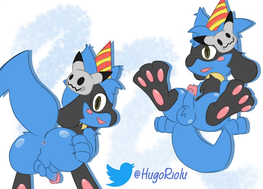 ass_up birthday butt feral genitals male pawpads paws penis pose raised_paw solo hugoriolu nintendo pokemon hugo_the_riolu generation_4_pokemon pokemon_(species) riolu