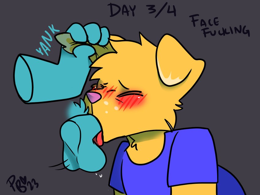 anthro blushing_profusely duo ear_pull face_fucking irrumatio male male/male oral penile scrunched_face sex solo_focus yank synthet1c jack_(synthet1c) bird_dog canid canine canis domestic_dog golden_retriever hunting_dog mammal retriever 4:3 hi_res