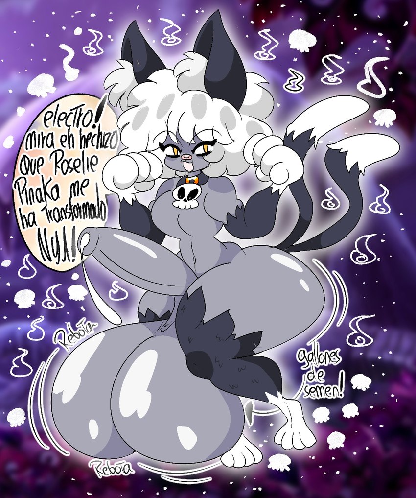 2_tails anthro balls big_balls big_butt big_penis bodily_fluids bone butt collar dripping femboy fur genital_fluids genitals ghost_tail grey_body grey_fur grey_skin hair happy huge_balls huge_butt huge_penis huge_thighs hyper hyper_butt hyper_genitalia hyper_penis leaking_precum long_hair looking_at_another looking_at_viewer male multi_tail paws penis precum precum_drip precum_string skull skull_head solo tail text thick_thighs white_hair wide_hipped_anthro wide_hipped_male wobbling yellow_eyes rogywantscoffee asian_mythology east_asian_mythology japanese_mythology mythology collin_signoret_(rogywantscoffee) felid feline ghost mammal nekomata spirit yokai hi_res spanish_text translated