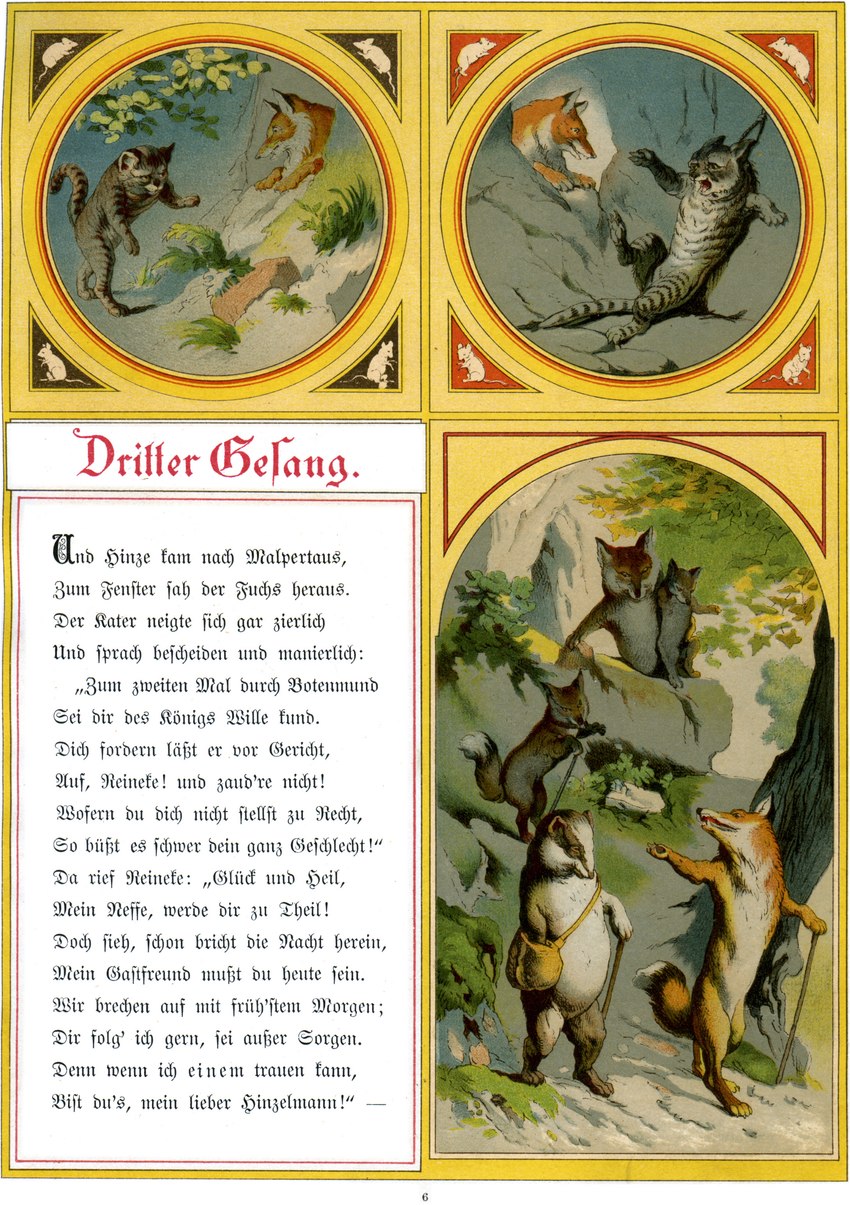 grinbert, hermeline, reynard the fox, and tibert (public domain) created by fedor flinzer