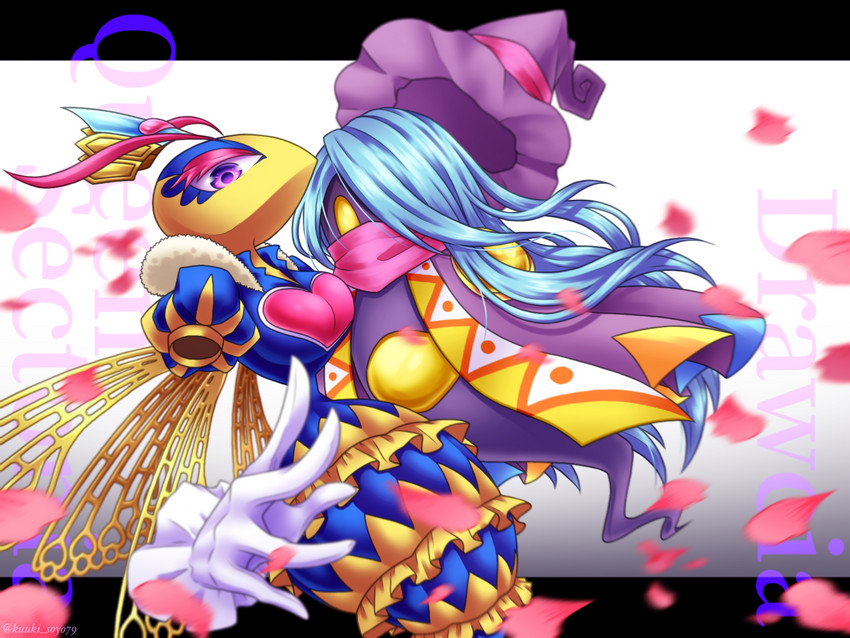 blue_hair cloak clothing crown duo eyelashes female floating_hands frilly fur_trim_(clothing) gloves hair handwear hat headgear headwear long_hair pink_background purple_eyes scarf simple_background small_waist witch_hat yellow_eyes kuuki_soyo79 kirby:_canvas_curse kirby_(series) kirby_triple_deluxe nintendo drawcia queen_sectonia arthropod bee hymenopteran insect wasp 2019 4:3 character_name hi_res