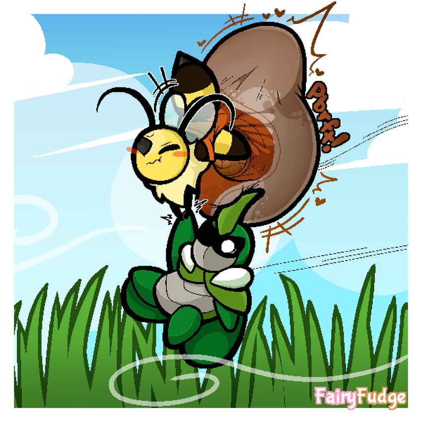 antennae_(anatomy) anthro blush carrying_another clothed clothing diaper diaper_peekage duo excessive_feces feces female female_pooping flying grass hand_holding heart_symbol hyper hyper_feces hyper_soiling male male/female neck_tuft one_eye_closed one_eye_obstructed outside plant pooping scared sky soiled_diaper soiling soiling_diaper sound_effects tuft unclean_diaper used_diaper vowelless vowelless_sound_effect wearing_diaper wind wings fairyfudge bug_fables moonsprout_games kabbu_(bug_fables) vi_(bug_fables) arthropod bee beetle hymenopteran insect 1:1 digital_media_(artwork) hi_res signature