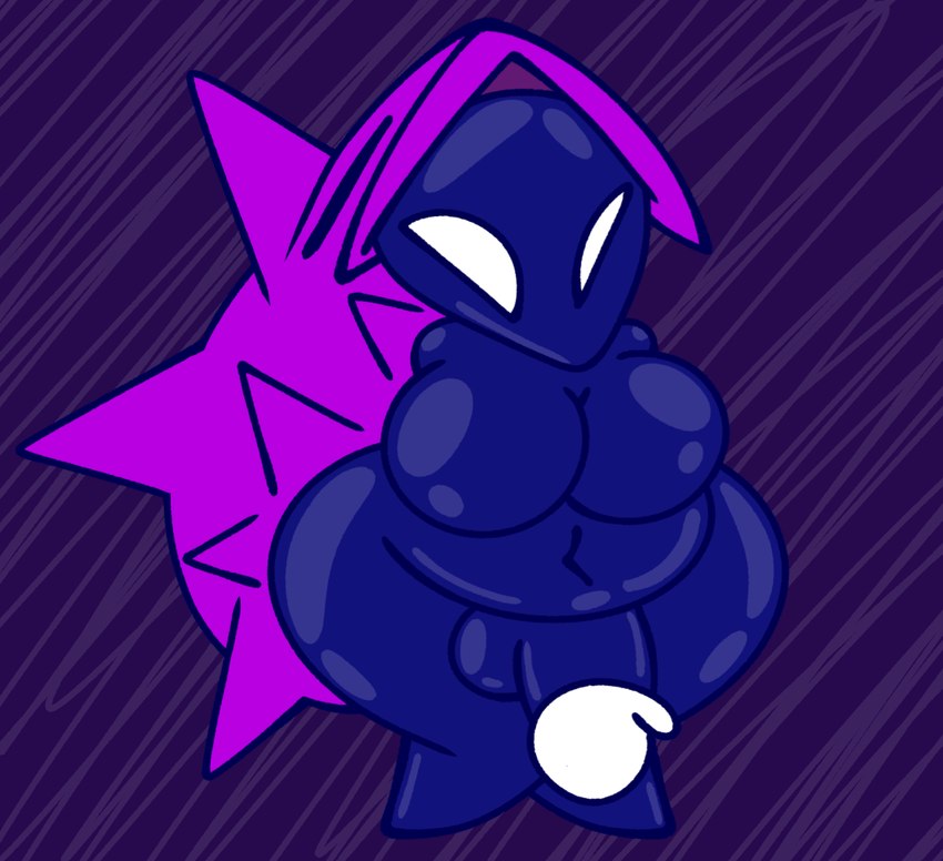 anthro belly blue_body blue_skin genitals herm intersex penis purple_shell shell slightly_chubby small_penis solo spiked_shell spikes spikes_(anatomy) white_eyes skeletonhearts nintendo wario_land_(series) wario_land_2 arthropod beetle insect togemen_(wario_land) hi_res