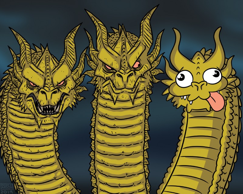 kevin and king ghidorah (european mythology and etc) created by michaeljlarson