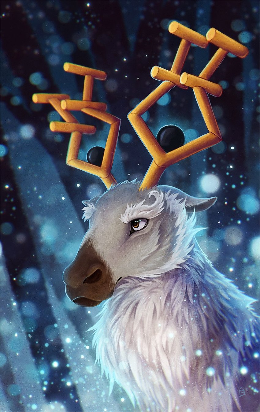 ambiguous_gender antlers brown_eyes feral fur horn solo kanizoart nintendo pokemon generation_8_pokemon pokemon_(species) wyrdeer 2021 bust_portrait digital_media_(artwork) hi_res portrait