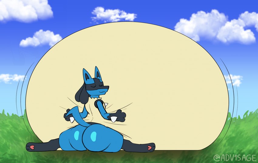 anthro belly belly_expansion big_belly big_butt black_inner_ear black_nose blissful bloated blue_body blue_ears butt cloud enjoying expansion eyes_closed grass hand_on_belly hand_on_own_belly huge_belly hyper hyper_belly immobile inflation male motion_lines outside pawpads pink_pawpads plant rear_view relaxing sitting sky smile solo spikes spikes_(anatomy) tan_belly twitter_handle v1sage nintendo pokemon canid generation_4_pokemon lucario mammal pokemon_(species) 2024 artist_name colored digital_media_(artwork) hi_res