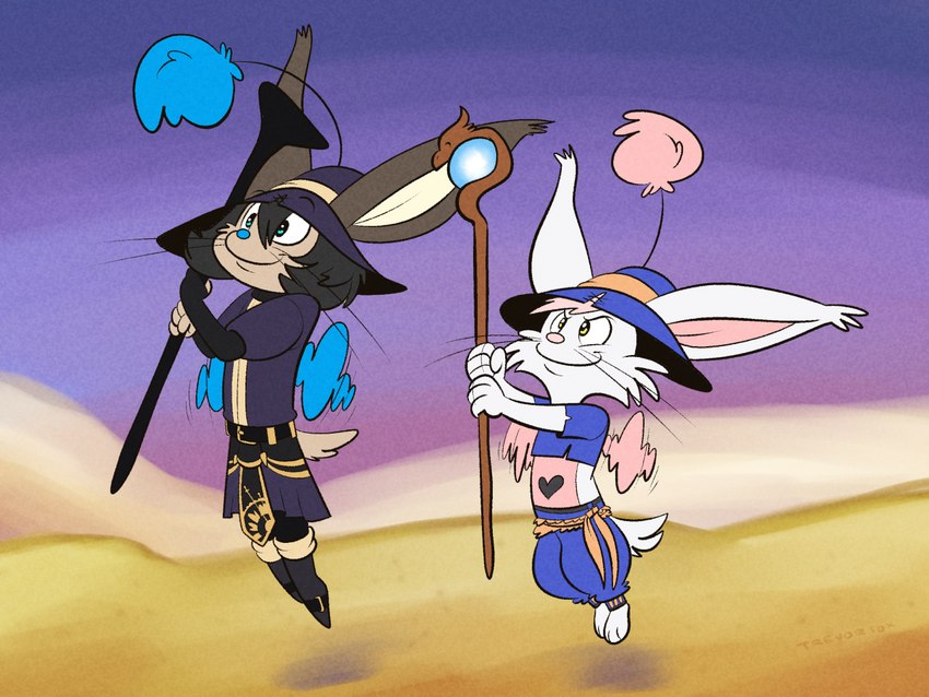 antennae_(anatomy) clothing desert duo hair hat headgear headwear heart_symbol outside pom_antennae staff wizard_hat trevor-fox final_fantasy square_enix ivalician_moogle mammal moogle 4:3