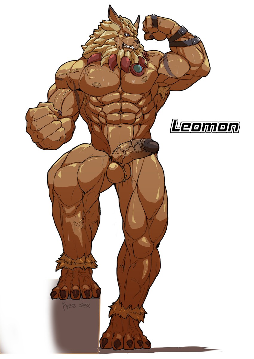 abs anthro armpit_hair balls biceps body_hair feet genitals male muscular muscular_anthro muscular_male nipples nude pecs penis scar solo vein veiny_muscles veiny_penis asiahao520 bandai_namco digimon digimon_(species) felid leomon lion mammal pantherine absurd_res hi_res