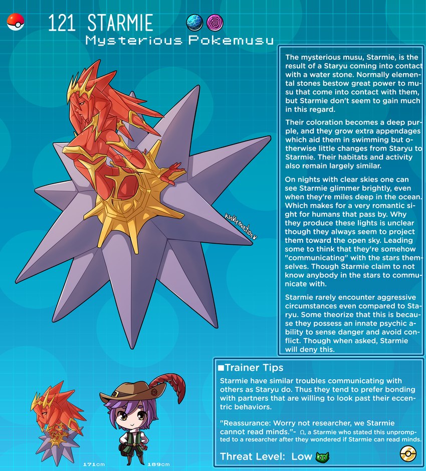 breasts chibi female hair legless male pokemorph red_body text unusual_hair kinkymation nintendo pokemon generation_1_pokemon human humanoid mammal marine pokemon_(species) starmie english_text hi_res