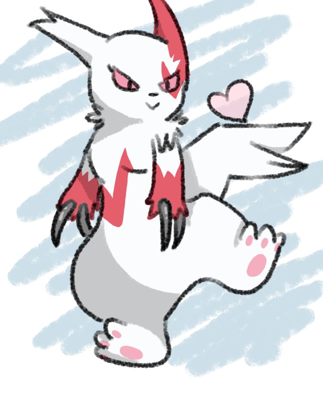 anthro claws female fur heart_symbol markings red_markings semi-anthro simple_background smile solo white_body white_fur cottongryph nintendo pokemon generation_3_pokemon pokemon_(species) zangoose 4:5 digital_media_(artwork) hi_res