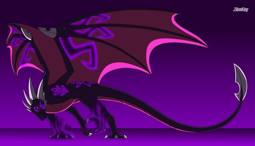 all_fours black_body claws corruption dark_power female feral glowing glowing_eyes horn multi_horn solo tail tail_weapon wings zilonking activision mythology spyro_the_dragon cynder dragon mythological_creature mythological_scalie scalie 2023 7:4 absurd_res digital_media_(artwork) hi_res signature