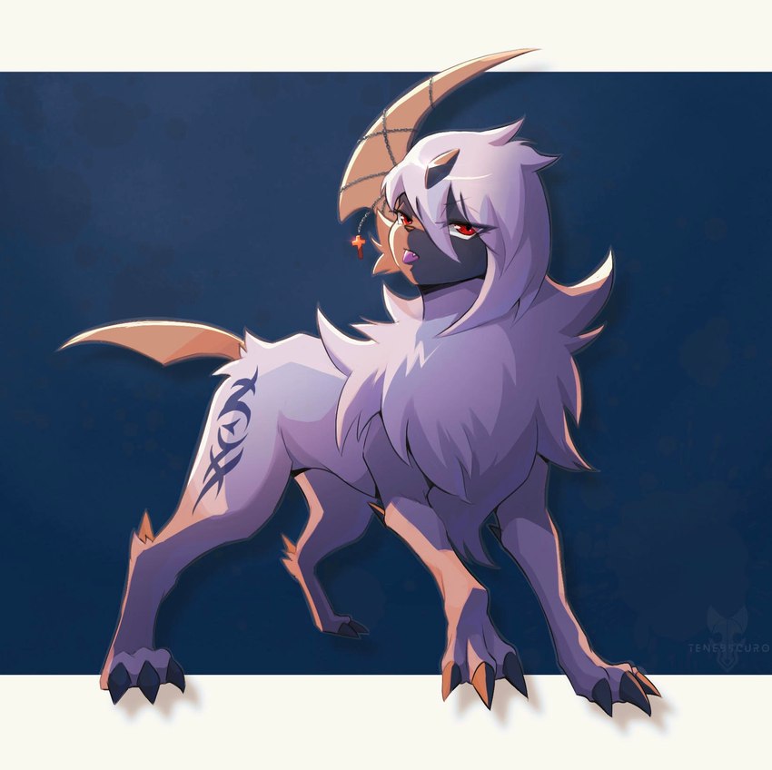 claws female feral fur jewelry necklace red_eyes solo tongue white_body white_fur tenebscuro nintendo pokemon styx_(nyxcha) absol generation_3_pokemon pokemon_(species) hi_res