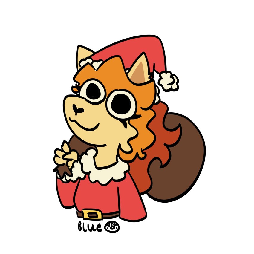 :3 anthro christmas_clothing christmas_headwear clothed clothed_anthro clothed_female clothing costume eyelashes female hat headgear headwear holidays santa_costume santa_hat simple_background solo text white_background heyimblue christmas undertale_yellow ceroba_ketsukane canid canine fox mammal 1:1 2024 artist_name bust_portrait digital_drawing_(artwork) digital_media_(artwork) english_description hi_res portrait
