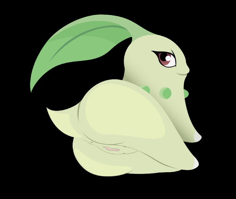 butt female feral genitals humanoid_genitalia humanoid_pussy looking_at_viewer plant pussy solo infamousrel pokeandpenetrate nintendo pokemon chikorita elemental_creature flora_fauna generation_2_pokemon pokemon_(species) scalie 2017 alpha_channel digital_media_(artwork)