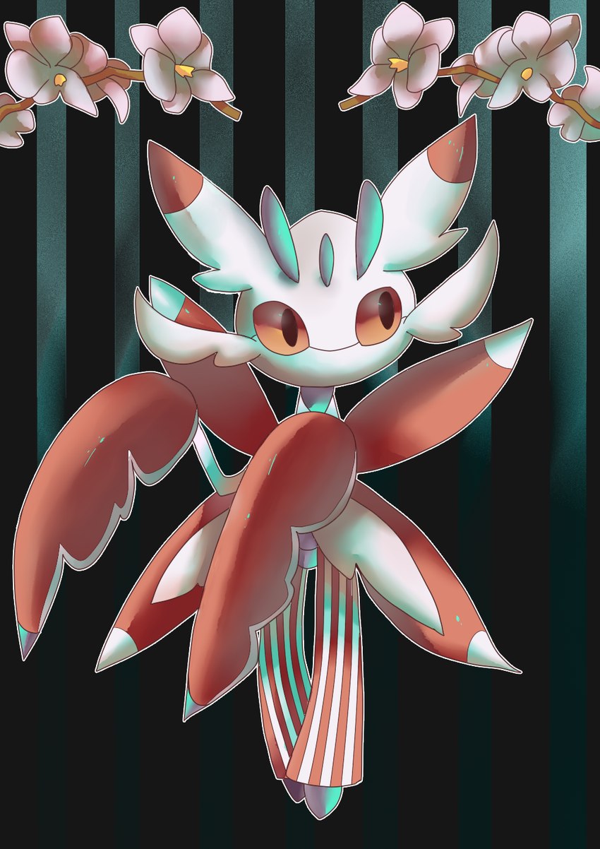 ambiguous_feral ambiguous_gender antennae_(anatomy) black_background blade_arm branch featureless_feet feet feral flower light pink_flower plant red_body red_eyes simple_background solo standing striped_body stripes white_body shadnoir nintendo pokemon arthropod generation_7_pokemon insect lurantis pokemon_(species) 2016 colored digital_drawing_(artwork) digital_media_(artwork) hi_res lighting shaded