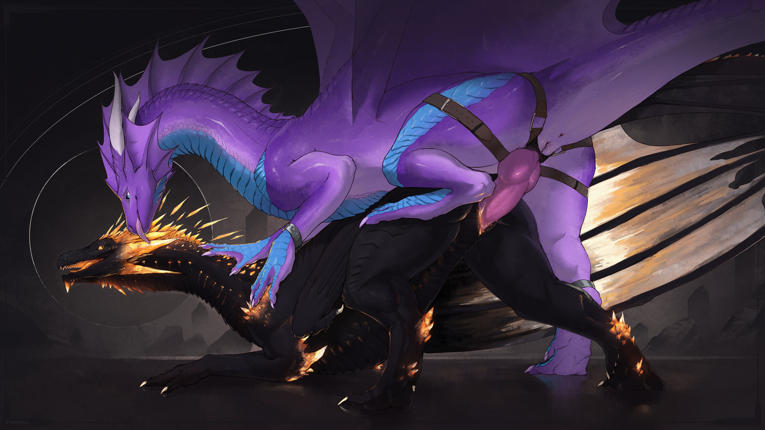 duo feet female female/female feral feral_on_feral feral_penetrated feral_penetrating feral_penetrating_feral foot_on_butt genitals licking paws penetration quadruped raised_leg sex sex_toy spread_legs spread_wings spreading strapon strapon_sex tongue toying_partner vaginal vaginal_penetration vulva wings veoros mythology kyala dragon mythological_creature mythological_scalie scalie 16:9 hi_res widescreen