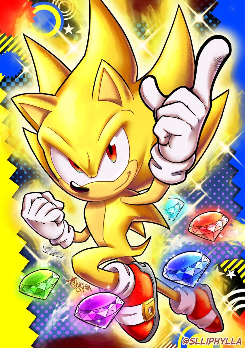 sonic the hedgehog and super sonic (sonic the hedgehog (series) and etc) created by slliphylla