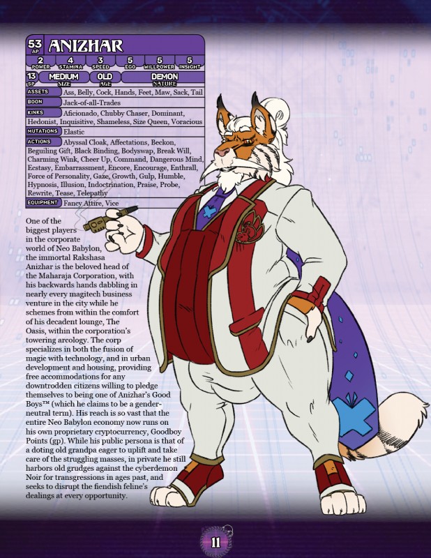 anthro big_bulge bulge ceo classy clothing cyberpunk future good_boy hair huge_bulge hyper hyper_bulge male mature_anthro mature_male necktie overweight overweight_male role-playing_game smoking suit text white_hair min_(artist) dungeons_and_dragons fapp hasbro wizards_of_the_coast felid mammal pantherine rakshasa_(dungeons_and_dragons) english_text hi_res