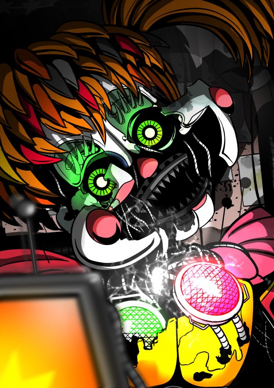 creepy female glowing glowing_eyes looking_at_viewer machine not_furry simple_background solo shu_20625 five_nights_at_freddy's freddy_fazbear's_pizzeria_simulator scottgames scrap_baby_(fnaf) animatronic humanoid robot 2018 absurd_res digital_media_(artwork) hi_res